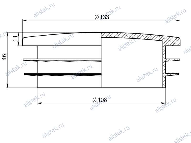 Заглушка Д 133 мм пластиковая для труб